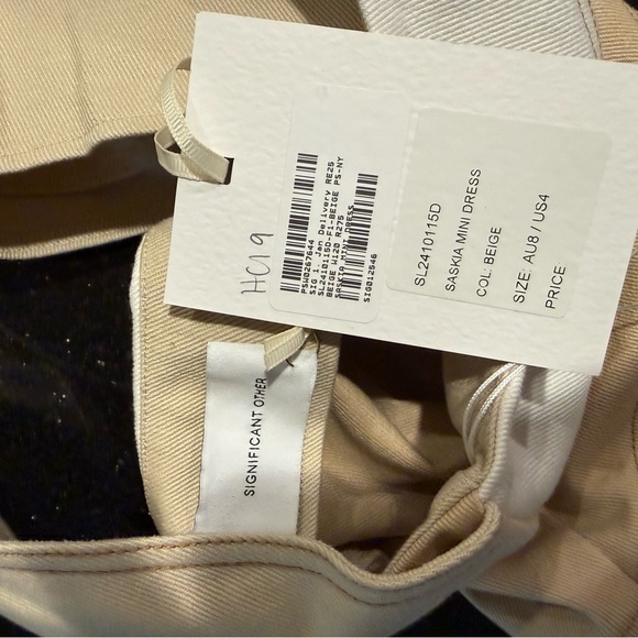 Significant Other Saskia One-Shoulder Mini Dress in Beige & White Size 4 NWT - Picture 8 of 8